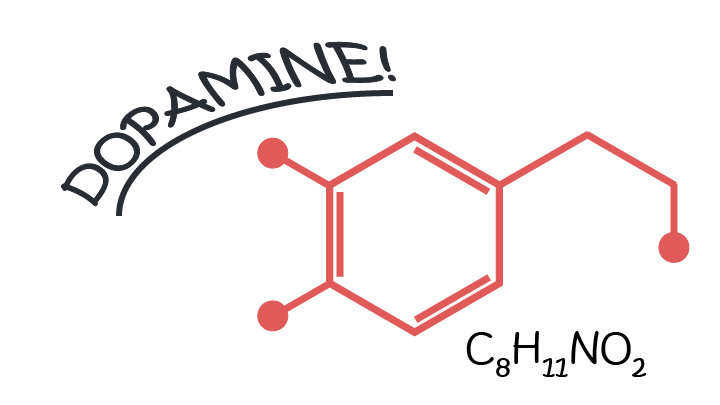 Illustration of the molecular structure of dopamine